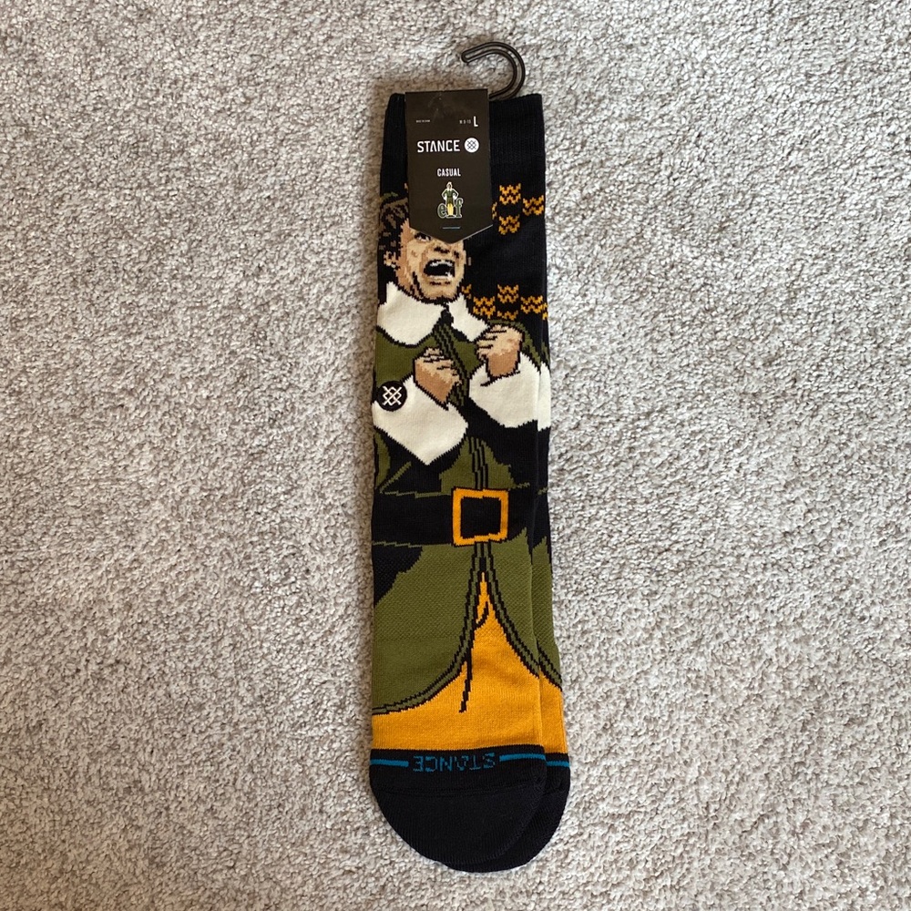 Stance Black and Green Graphic Socks elf large new